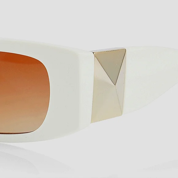 NWT  VALENTINO Rectangular Ivory w/sepia-tint Gradient Brown Lenses Sunglasses NWTVALENTINO Rectangular Ivory w/sepia-tint Gradient Brown  main image 2